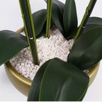 Artificial White/Gold Ceramic Orchid — 60cm — detail 3