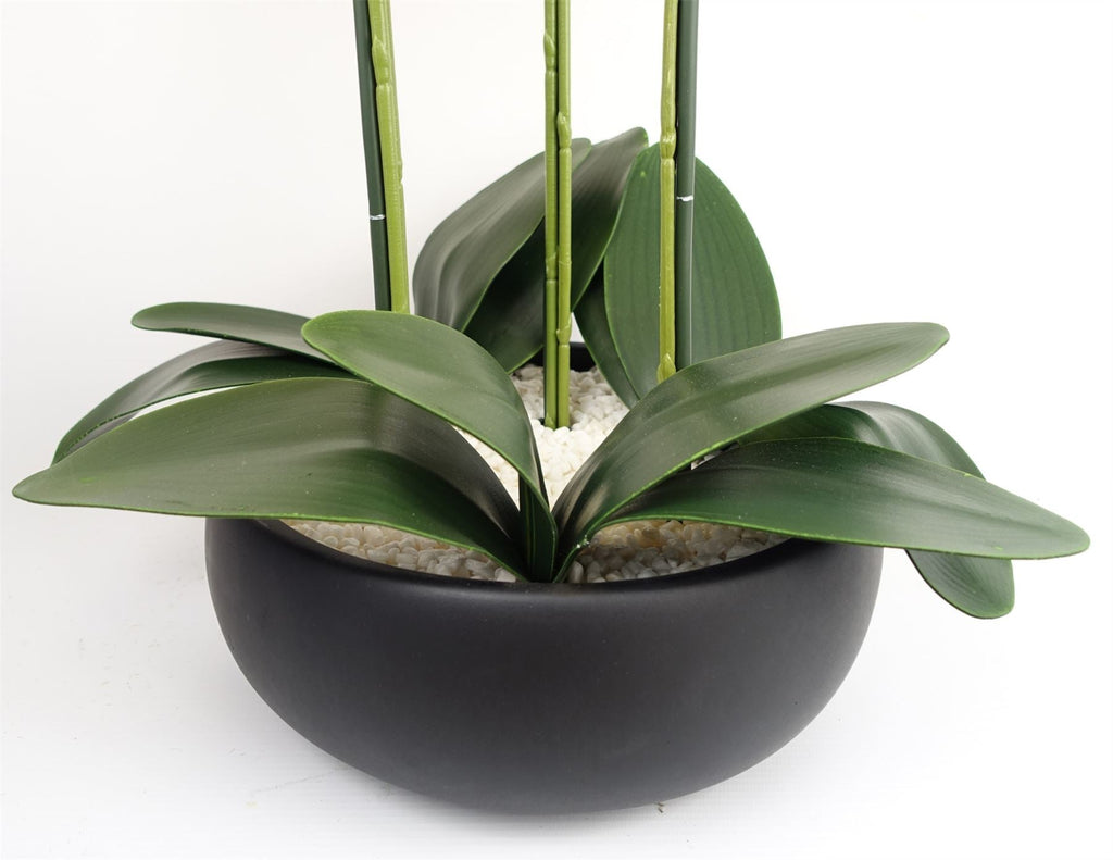 Artificial White/Black Ceramic Orchid — 60cm — detail 3