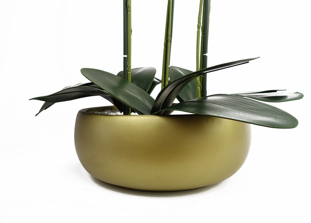 Artificial White/Gold Ceramic Orchid — 60cm — detail 2